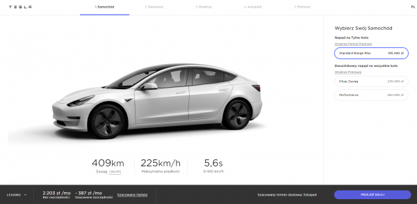 Oficjalna strona Tesli w Polsce wreszcie ruszyła. Tesla Model 3: cena od 195 490 zł