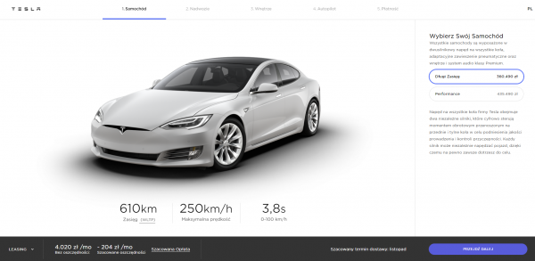 Oficjalna strona Tesli w Polsce wreszcie ruszyła. Tesla Model 3: cena od 195 490 zł