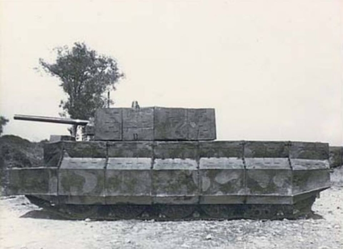 Защита Т-34 при помощи бетонных блоков