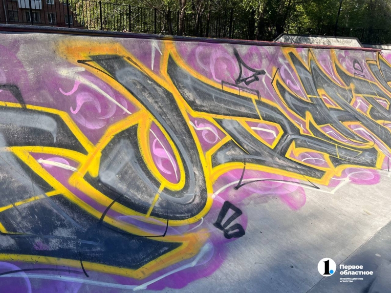 В челябинском парке появились граффити известного скейтбордиста