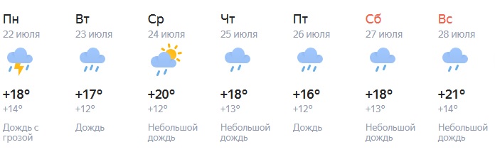 Холодную и дождливую погоду обещают в Челябинской области на предпоследней неделе июля